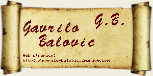 Gavrilo Balović vizit kartica